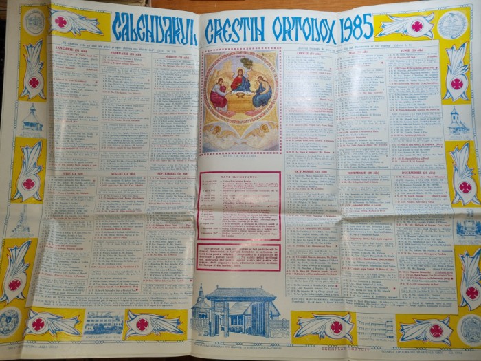 calendar crestin ortodox 1985