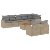 Cumpara ieftin Set canapele de gradina, 9 piese, cu perne, bej, poliratan