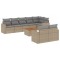 Set canapele de gradina, 9 piese, cu perne, bej, poliratan
