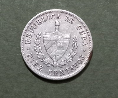 Cuba 10 centavos 1948 argint foto