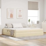 vidaXL Pat cu saltea și spațiu de depozitare Crem 200 x 200 cm 3399686