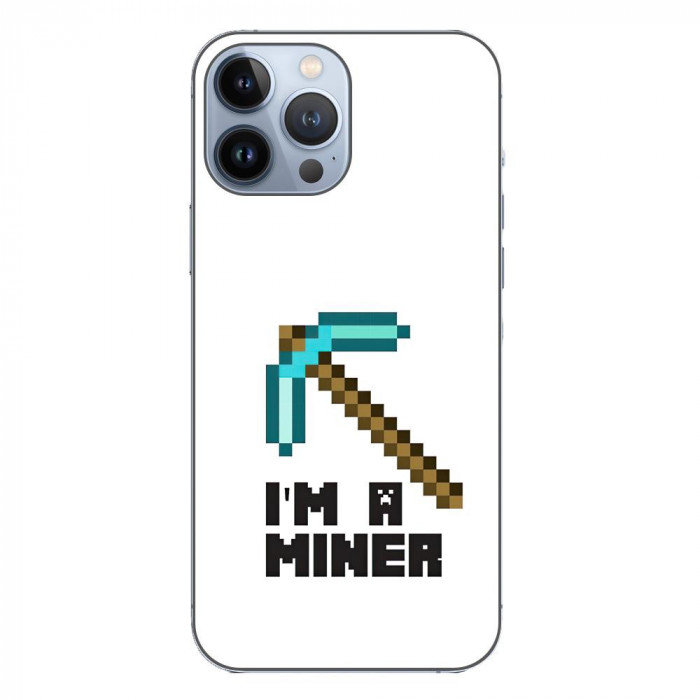 Husa compatibila cu Apple iPhone 13 Pro Max Silicon Gel Tpu Model Minecraft Miner