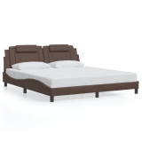 VidaXL Cadru de pat cu tăblie, maro, 180x200 cm, piele ecologică