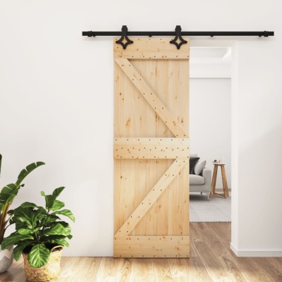 vidaXL Ușă glisantă cu set de feronerie 70x210 cm, lemn masiv de pin 3203136 foto