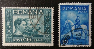 Romania LP 92+97 , Trei regi + Carlol II calare , Stampilate foto