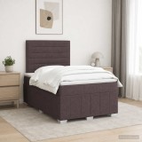 Cumpara ieftin Pat cu arcuri LED si saltea Maro inchis 120 x 190 cm Tesatura