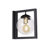 Aplica Modernă Klausen Rey AP1 Negru 30x20x27cm, Corp Iluminat Urban din Metal și Sticlă cu Soclu E27, Ideală pentru Living, Hol sau Dormitor Elegant