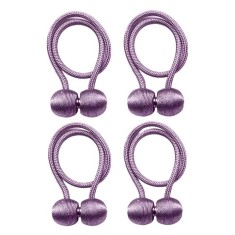 Set 4 magneti decorativi pentru perdele si draperii, tip snur, poliester, 44 cm - Mov foto