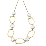 Cumpara ieftin Colier statement cu perle si zale aurii texturate