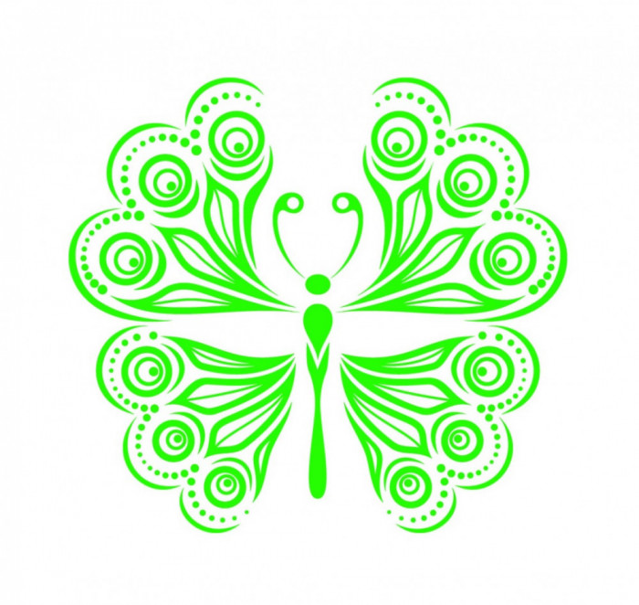 Sticker decorativ Fluture, Verde, 60 cm, 1155ST-10