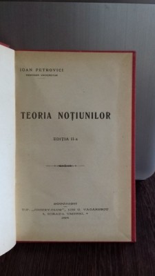 TEORIA NOTIUNILOR - IOAN PETROVICI foto
