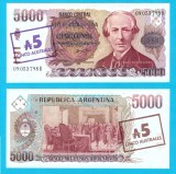 Argentina (pick 321) 5 Australes 1985 UNC-; "Los Constituyentes de 1853"