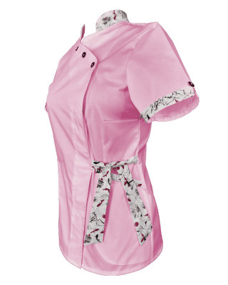 Halat Medical Pe Stil, Roz deschis cu Elastan și cu Garnitură Stil Japonez, Model Andreea - XL foto