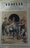 Ziarul Veselia : DEZBRACAREA TURCULUI- Războiul Balcanic, gravură, 1913