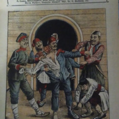 Ziarul Veselia : DEZBRACAREA TURCULUI- Războiul Balcanic, gravură, 1913