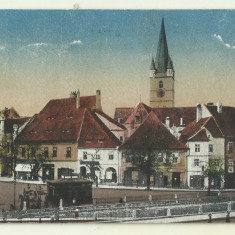 cp Sibiu : Piata Printul Carol - 1918, circulata,timbre