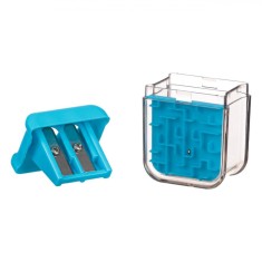 Ascu?itoare Dubla Labirint, Plastic, Culoare Albastru, 2 Gauri foto