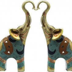 CYTOOL Rășină Decor elefant norocos, Statuie elefant auriu Decor pentru acasă Fi
