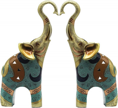 CYTOOL Rășină Decor elefant norocos, Statuie elefant auriu Decor pentru acasă Fi foto