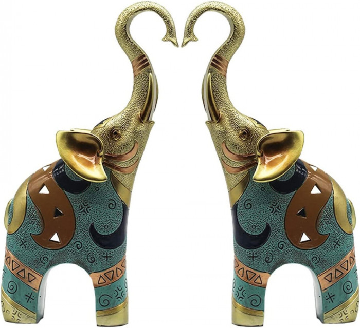 CYTOOL Rășină Decor elefant norocos, Statuie elefant auriu Decor pentru acasă Fi