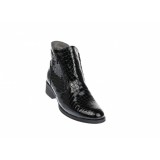 Oferta marimea 36 - Botine dama, model casual-elegant,, negre, din piele naturala lacuita croco - LNA316N