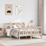 vidaXL Cadru de pat cu tăblie, 135x190 cm, lemn masiv de pin 3306700