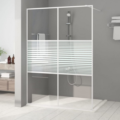 vidaXL Perete de duș walk-in, alb, 140x195 cm, sticlă ESG transparentă foto