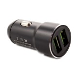 Alim USB A x2 auto 2.4A Carguard negru metal