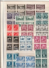 ROMANIA 1938 LP 128 CENTENARUL NASTERII REGELUI CAROL BLOCURI DE 4 TIMBRE MNH NESTAMPILATE
