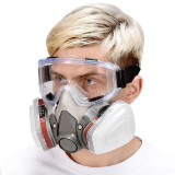 Cumpara ieftin Masca de protectie cu ochelari pentru vopsit, gaze si praf, cu 2 filtre , M1