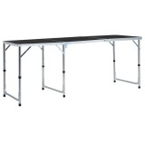 VidaXL Masă de camping pliabilă, gri, 180 x 60 cm, aluminiu