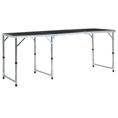 Masă de camping pliabilă, gri, 180 x 60 cm, aluminiu