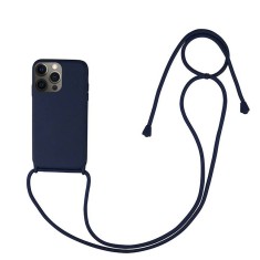 Husa compatibila cu apple iphone 14 pro max, strap, cu snur prindere gat regrabil, camera protect, antishock, albastru foto