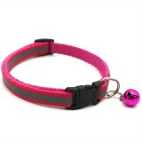 Zgarda reflectorizanta pentru pisica sau caine, cu clopotel, reglabila - Fucsia