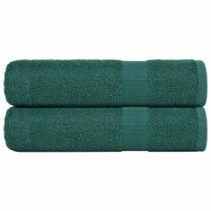 vidaXL Prosoape de baie 2 buc Verde 100x150 cm 360 g/m&sup2; 100% bumbac