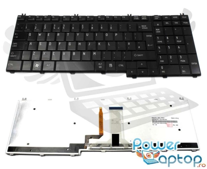 Tastatura Toshiba Qosmio X300 iluminata backlit, Qosmio X305 iluminata backlit, Qosmio X500 iluminata backlit,
