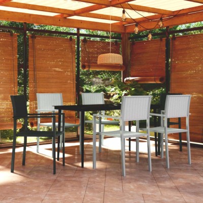 Gossi set mobilier pentru gradina, alb si negru, 7 piese foto