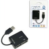 Cumpara ieftin HUB extern LOGILINK conectare prin USB 2.0 cablu 0.05 m negru UA0139