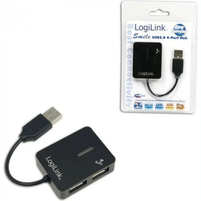 HUB extern LOGILINK conectare prin USB 2.0 cablu 0.05 m negru UA0139