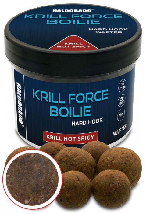 Haldorado - Boilies de carlig KRILL FORCE Boilie Hard Hook Wafter 16, 20 mm, 70g - Krill hot Spicy