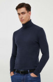 Sisley pulover barbati, culoarea albastru marin, light, cu guler