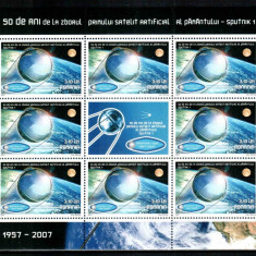 Romania 2007, LP 1785 b, Sputnik 50 ani, minicoala, MNH! LP 30,15 lei