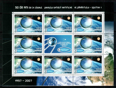 Romania 2007, LP 1785 b, Sputnik 50 ani, minicoala, MNH! LP 30,15 lei foto