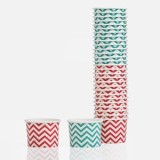 Cupe de h&acirc;rtie pentru &icirc;nghețată, 120 ml, 30 buc, model zig-zag roșu și turcoaz, CMCLASS