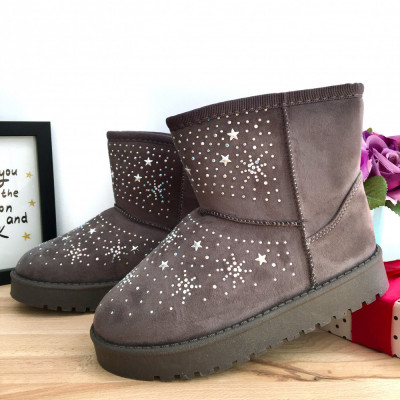 Cizme imblanite gri tip ugg cu strasuri pt fetite 31 cod 0886 foto