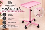 Cărucior-masă pentru saloane de &icirc;nfrumusețare, pink