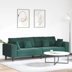 vidaXL Canapea din catifea cu pernă Verde &icirc;nchis 208 cm Catifea