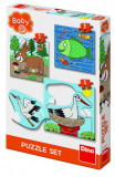 Baby Puzzle - Unde locuiesc animalele? (3,4 si 5 piese), Dino