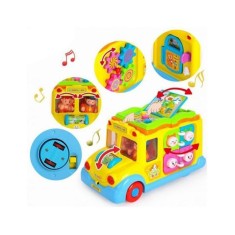 Autobuz scolar interactiv sunete si lumini imagini multicolor lungime 24 cm 12 luni