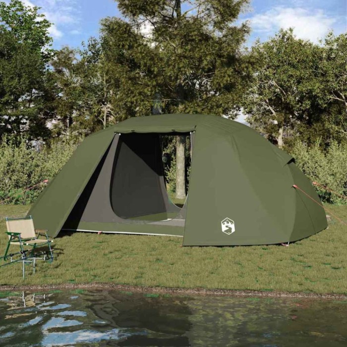vidaXL Cort de pescuit pentru 7 persoane, verde olive, rezistent la apă